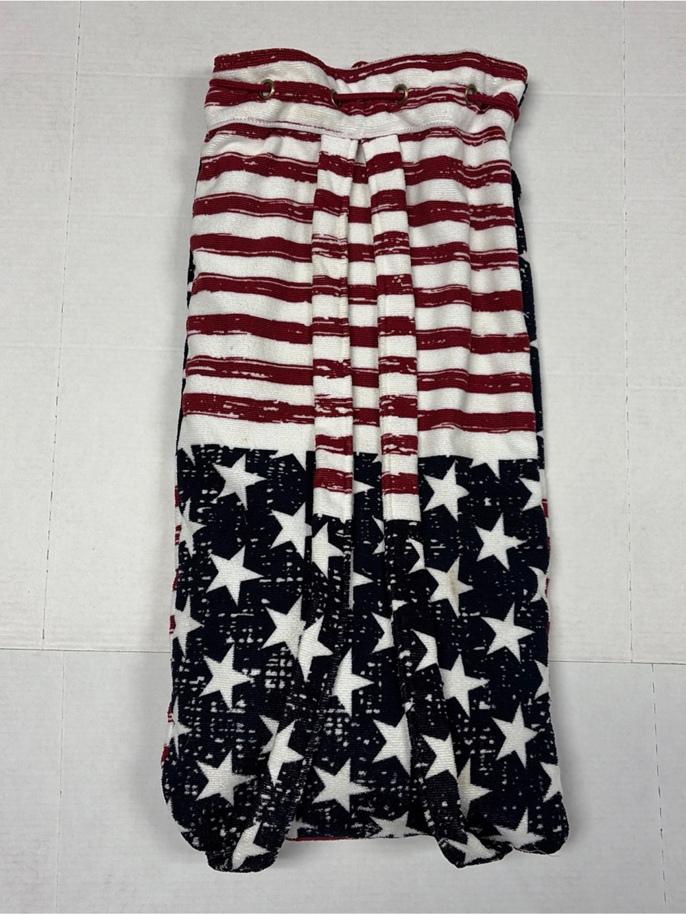 Patriotic Star & Stripe Beach Towel/Terey Tote- Red White Navy